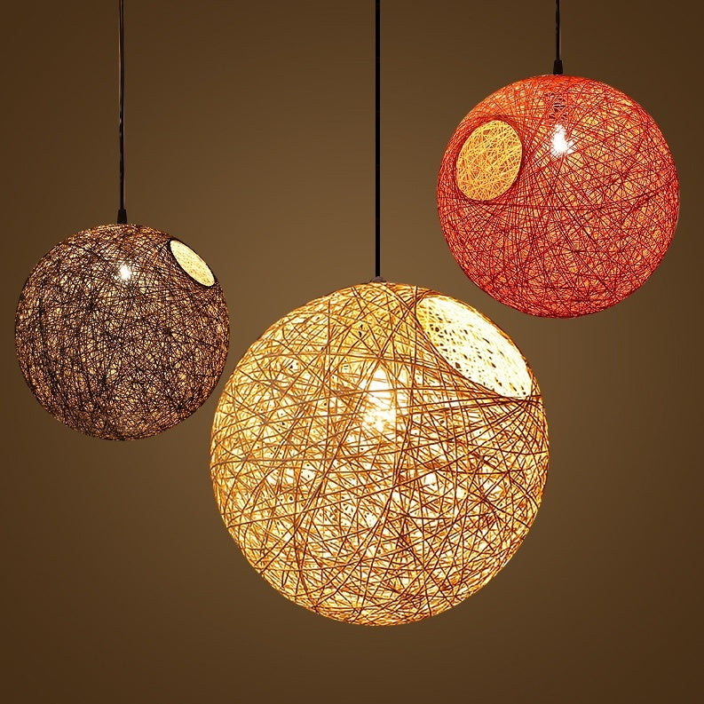 Globe Winding Hemp String Cable Pendant Light E26\/E27 | heparts