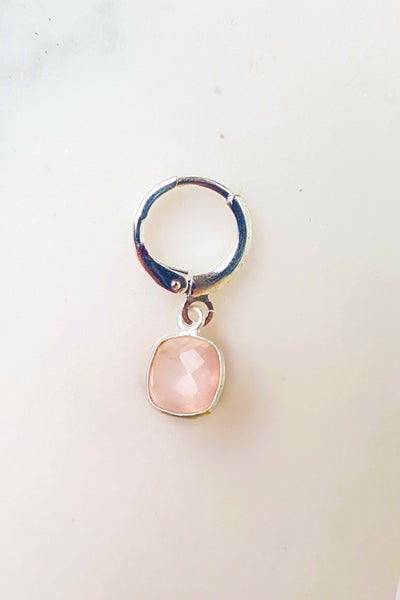 Absolème mini créoles quartz rose argent 925 plaqué or