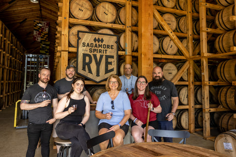 Sagamore Spirits Barrel Pick Team in the Rickhouse at the Distillery in 2023
