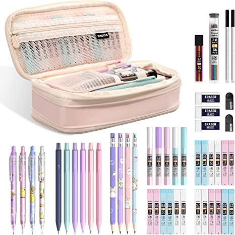 Nicpro Aesthetic School Supplies, 46 PCS Mechanical Pencil Set with Pe