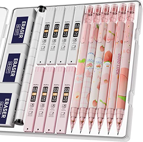 6PCS Pastel Mechanical Pencil Set, Cute Mechanical Pencils 0.5 mm Aesthetic  Artist Pencil Set Retractable Pencil Colored Mechanical Pencils for