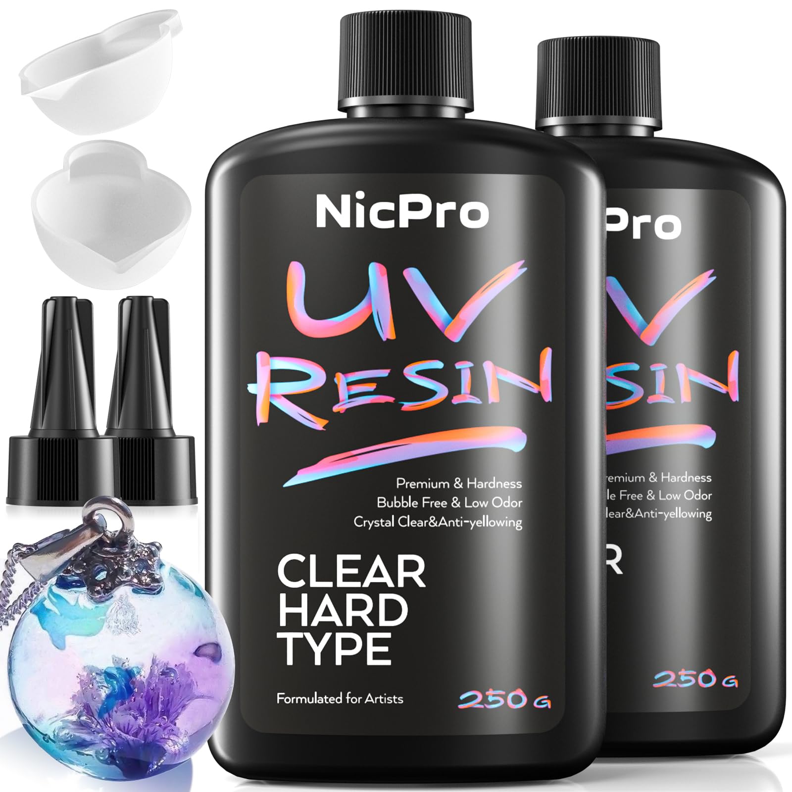 UV Resin Kit,100g Super Crystal Clear Hard Resin Glue Non-Toxic