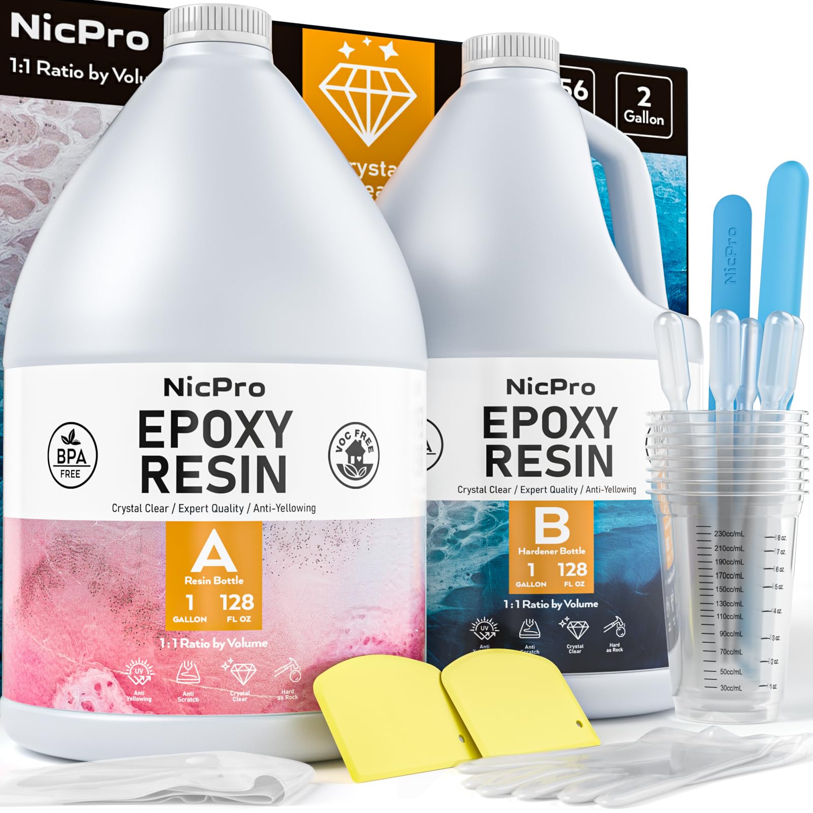 Nicpro 51OZ Deep Pour Epoxy Resin Kit, 2 to 4 Inch Depth Clear Epoxy R