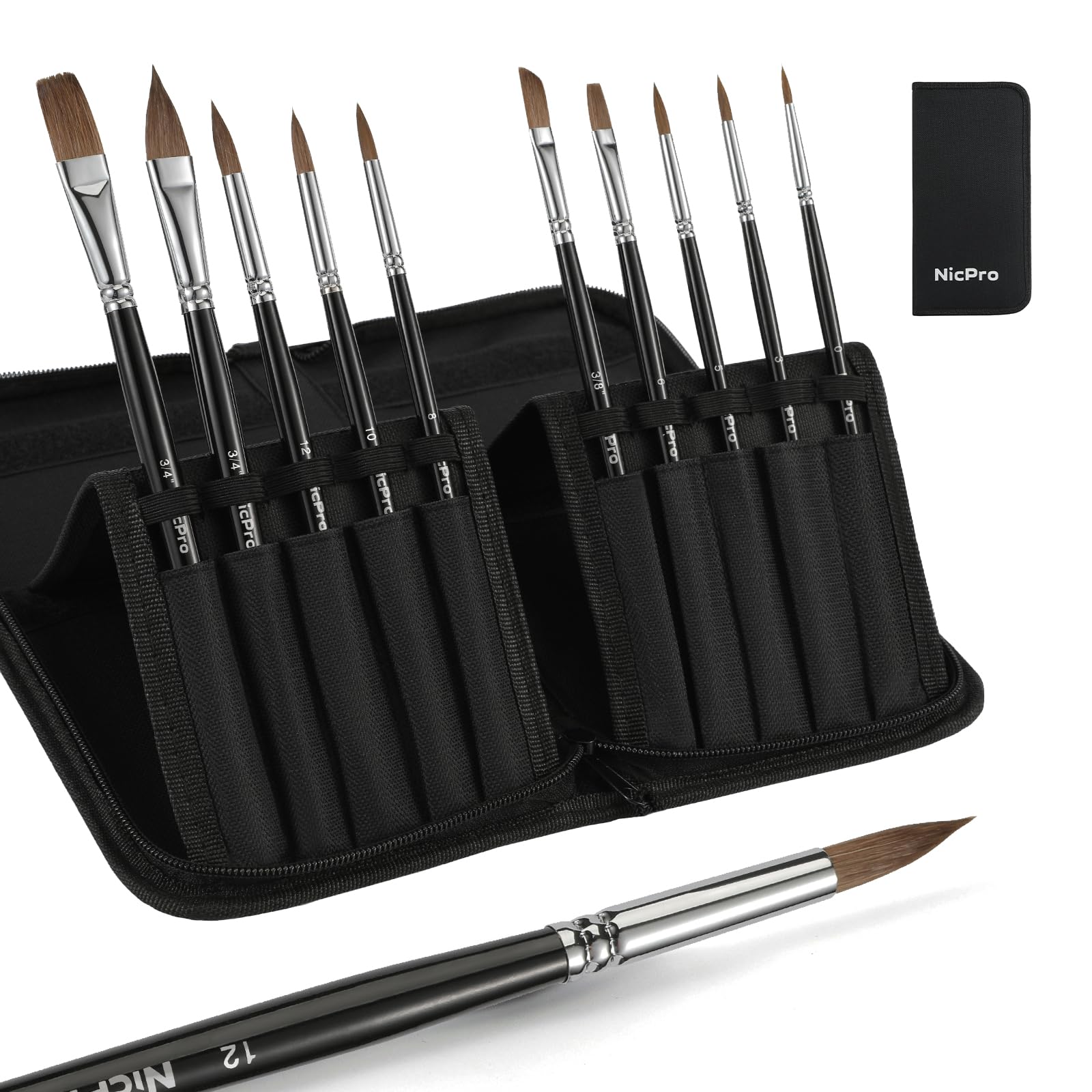 Nicpro 15 PCS Professional Watercolor Paint Brushes Set, Artist Squirr