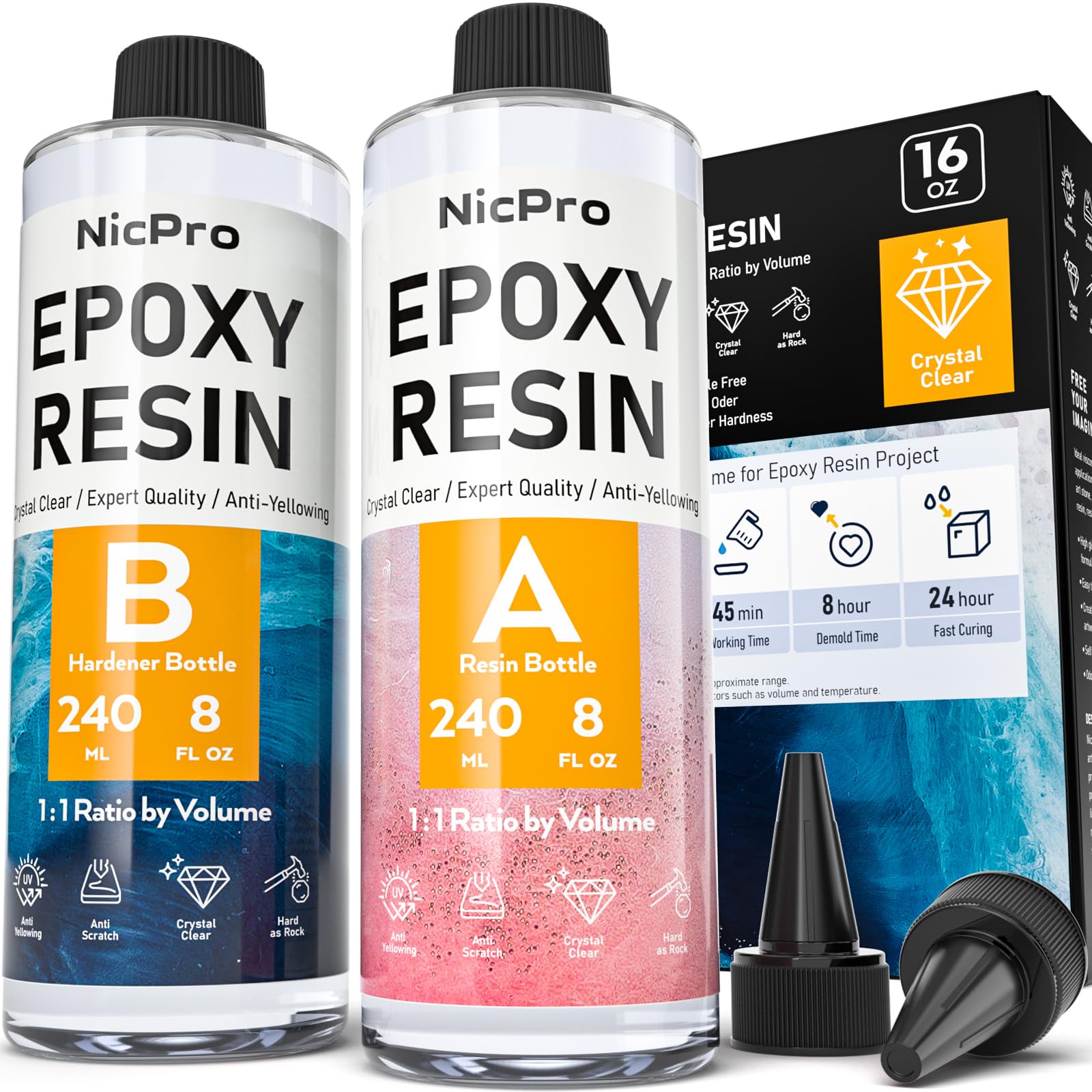 Epoxy Resin Kit for Beginners - 15.5 FL.OZ. Crystal Clear Casting and  Coating Epoxy Resin for Jewelry Making, Art, Crafts, Tumblers, River  Tables, UV