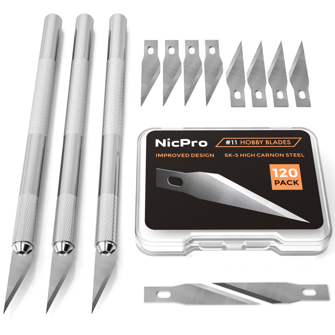 Nicpro 240PCS Hobby Blades Set, Art Excel Utility #11 Blades Refill Cu