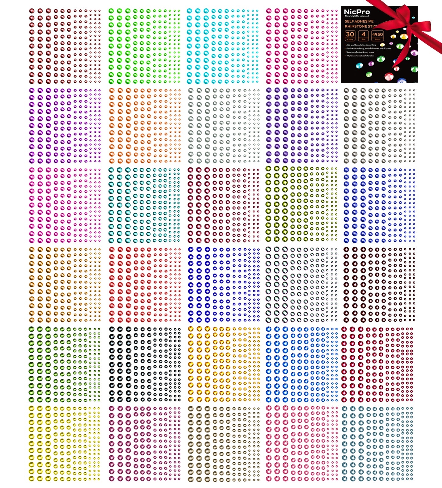 1182 Pcs of Rhinestone&Pearl Stickers 3/4/5/6/8mm Self Adhesive