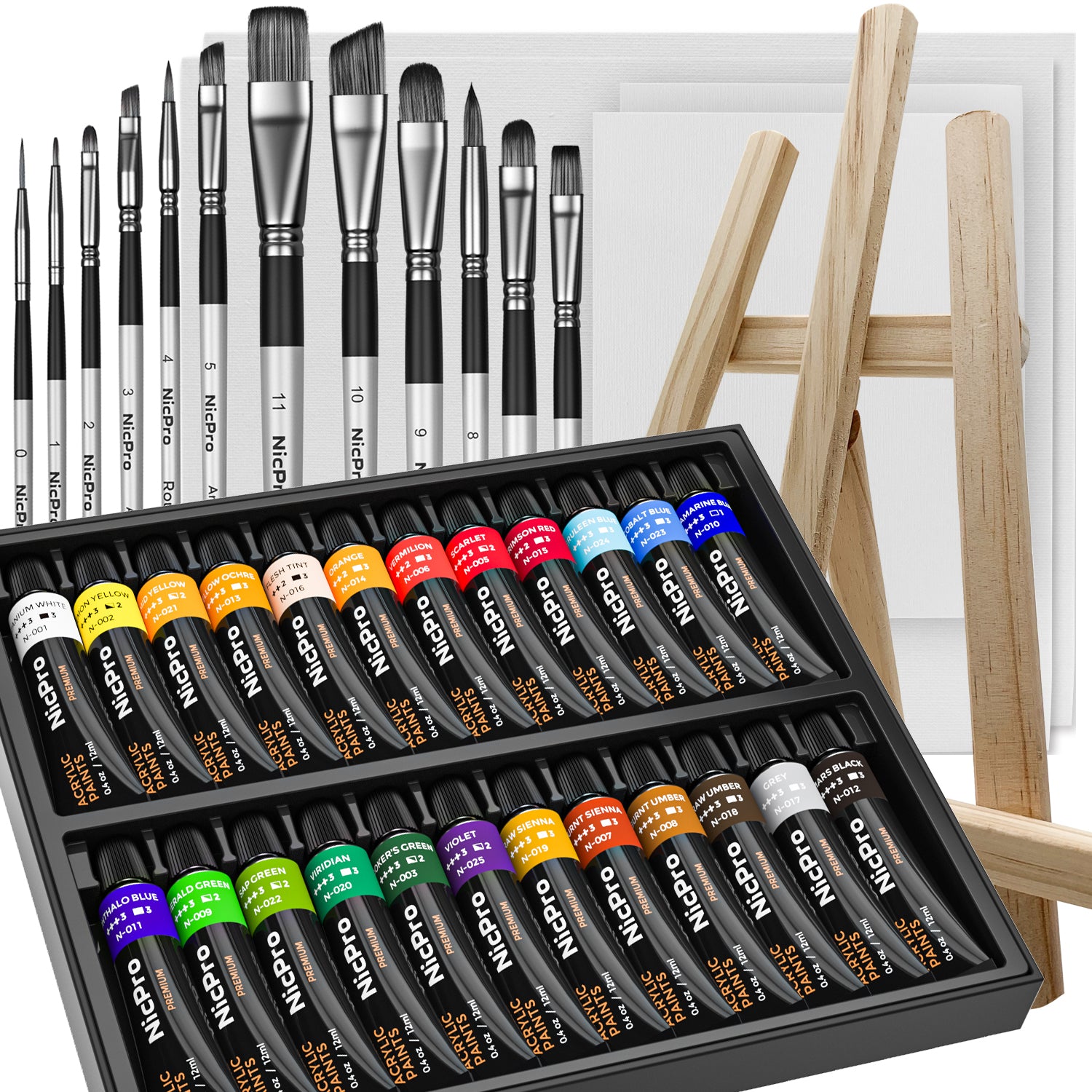 Nicpro Kid Art Set, 24 Colors Acrylic Paint，Complete Painting Supplies