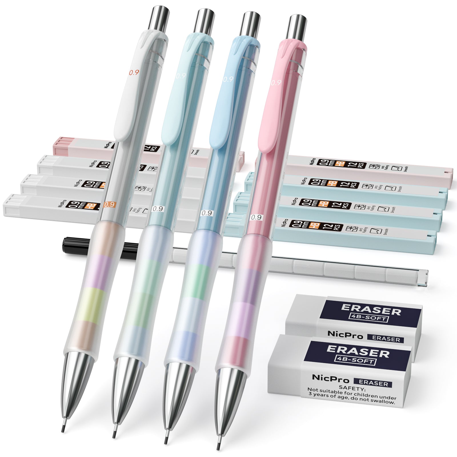 Mr. Pen- Pastel Mechanical Pencil Set with Lead and Eraser Refills, 5  Sizes, 0.3, 0.5, 0.7, 0.9, 2mm, Mechanical Pencils for Drawing and  Sketching