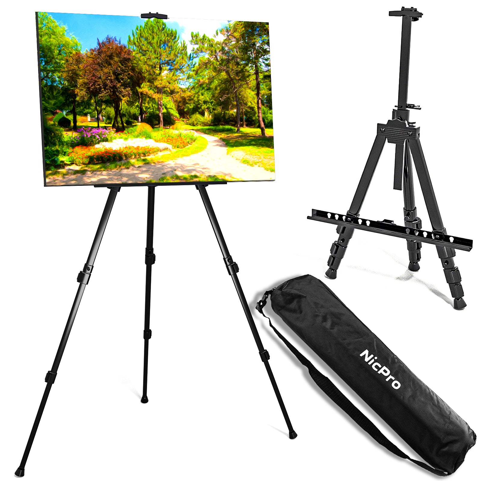 loeqian 2 Pack Painting Easel Stand 63 Foldable Easel Portable Artist Floor Easel, Metal Easel Stand for Display Wedding Sign, Art P