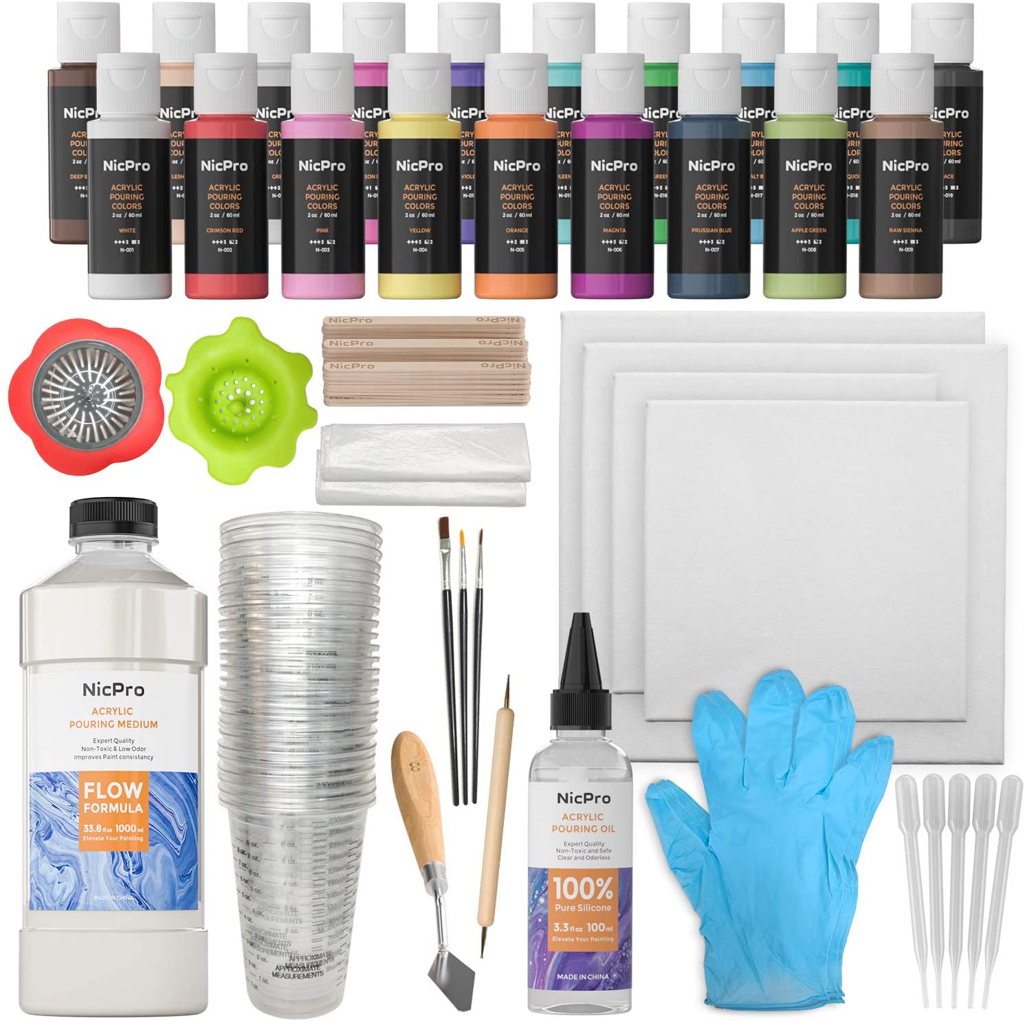 Acrylic Paint Pour Kit, Fluid Art Kit, Painting in a Box, Paint Pouring  Bundle, Easy Pour Acrylic Paint Tutorial, Sip & Paint Party Supplies 
