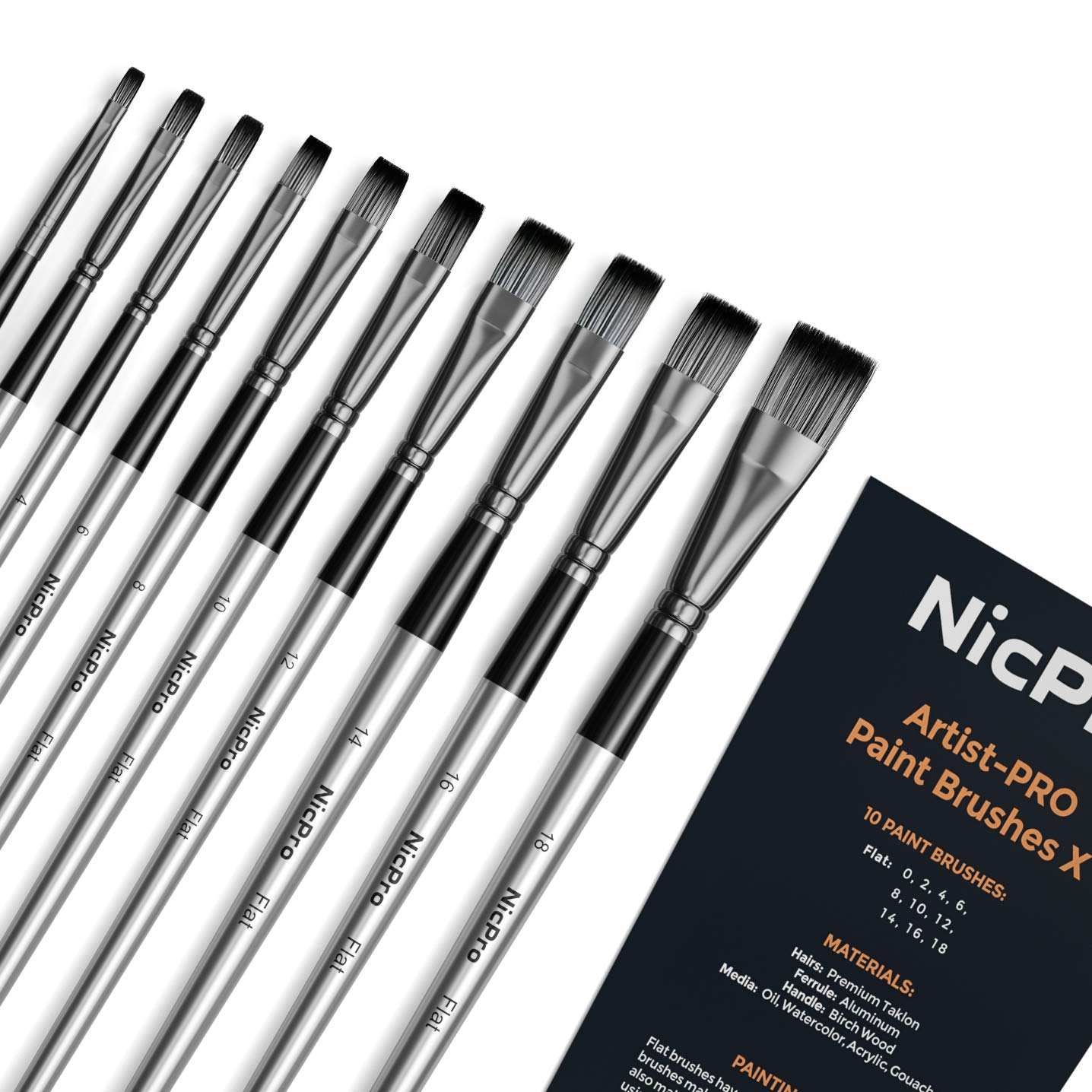 Nicpro Sable Watercolor Brushes Set Professional, 10 PCS Variety Shape