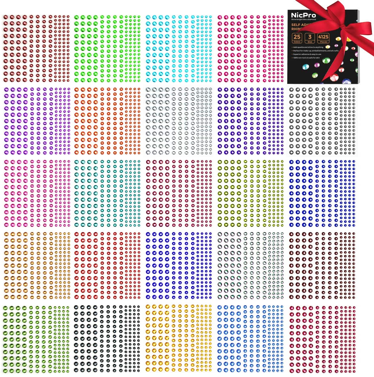2922 Pieces Flat Clear Pearl Stickers Self Adhesive Bling Gems for Hair  Face Nail Body Temporary Tattoo Jewels Sticker for Hair, Face, Makeup, Eye