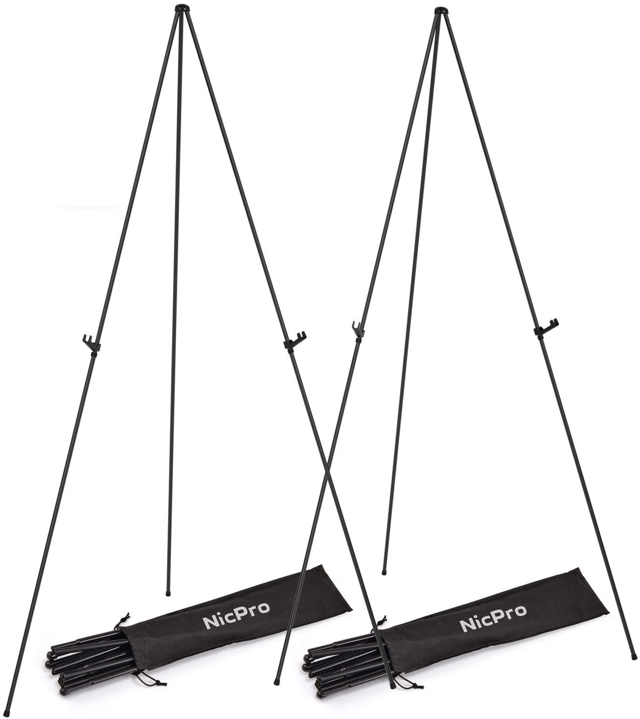 VAIIGO 63 Display Easel Stand - 2Packs Art Easels for Wedding Sign Poster Stand Folding Floor Adjustable Metal Black Easel Instant Tripod Easel for