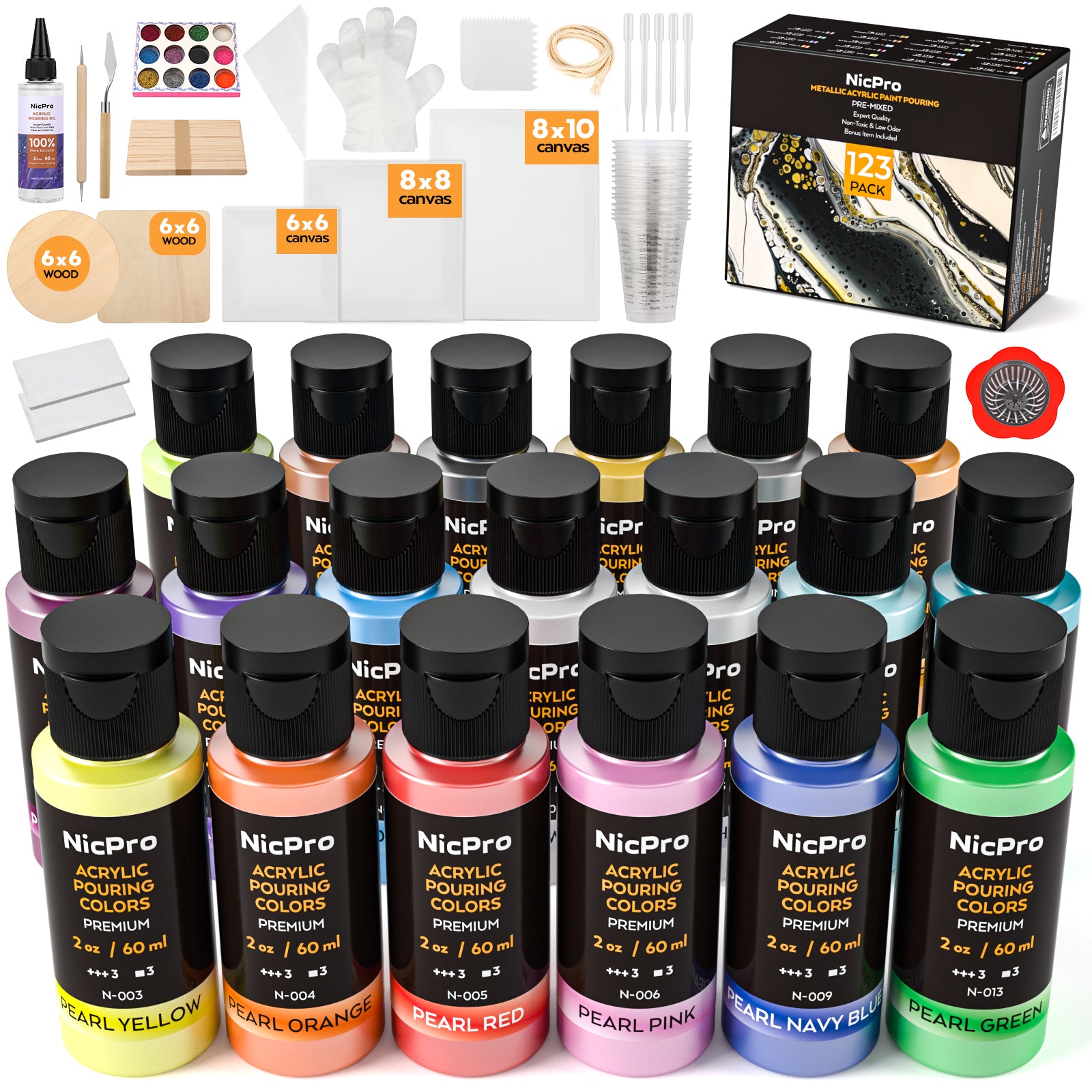 Nicpro Beginner Acrylic Paint Set, 24 Rich Pigment Colors (12ml) 12 Br