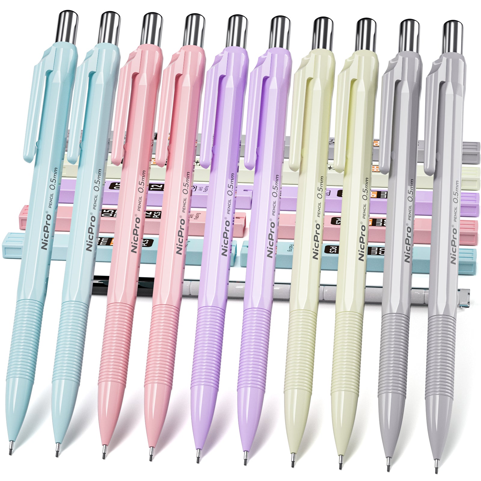 Nicpro 45PCS Pastel Mechanical Pencil Set With Big Capacity Pencil Cas