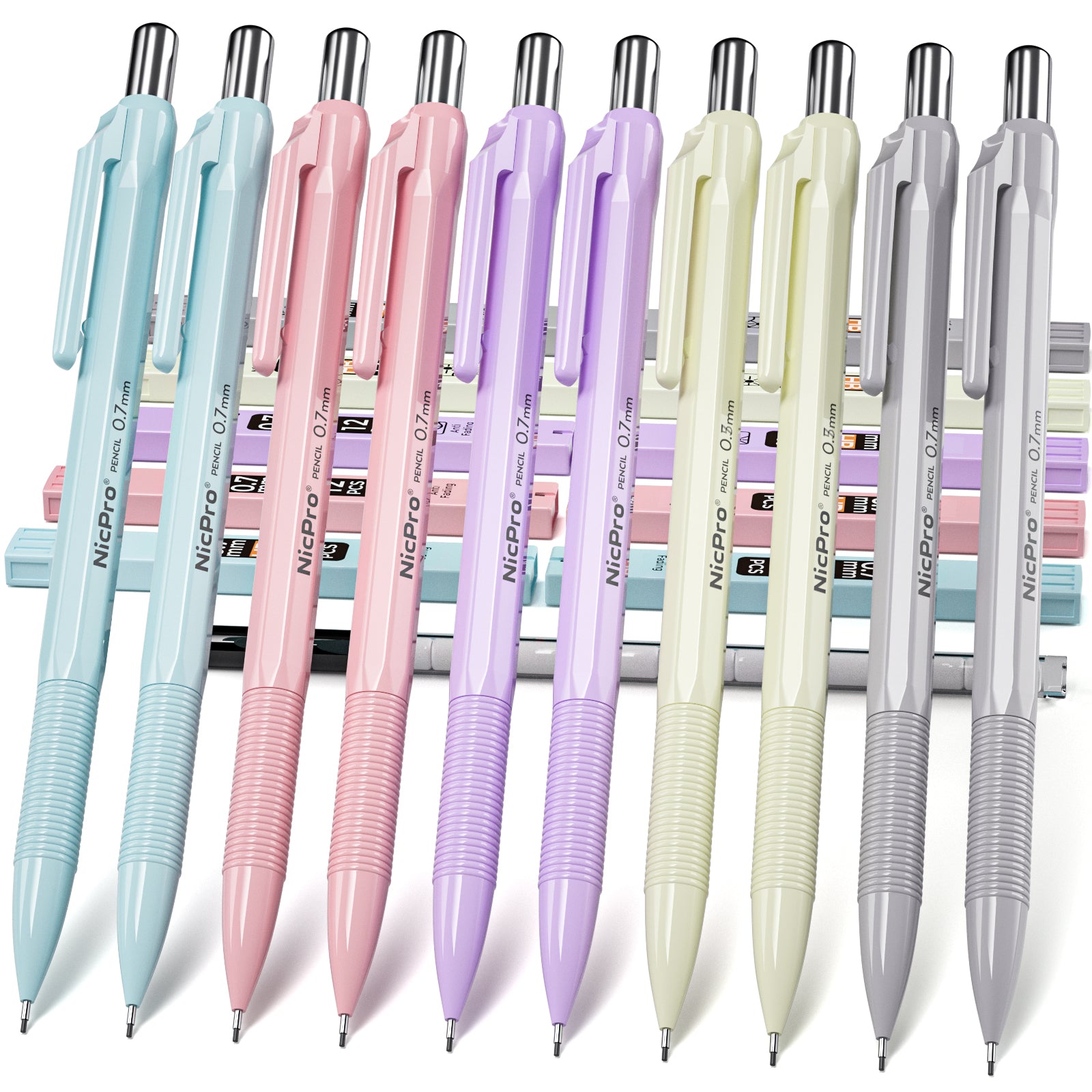 Nicpro 24PCS Rainbow Pencils HB #2, Cute Pastel Pencils Pre-Sharpened