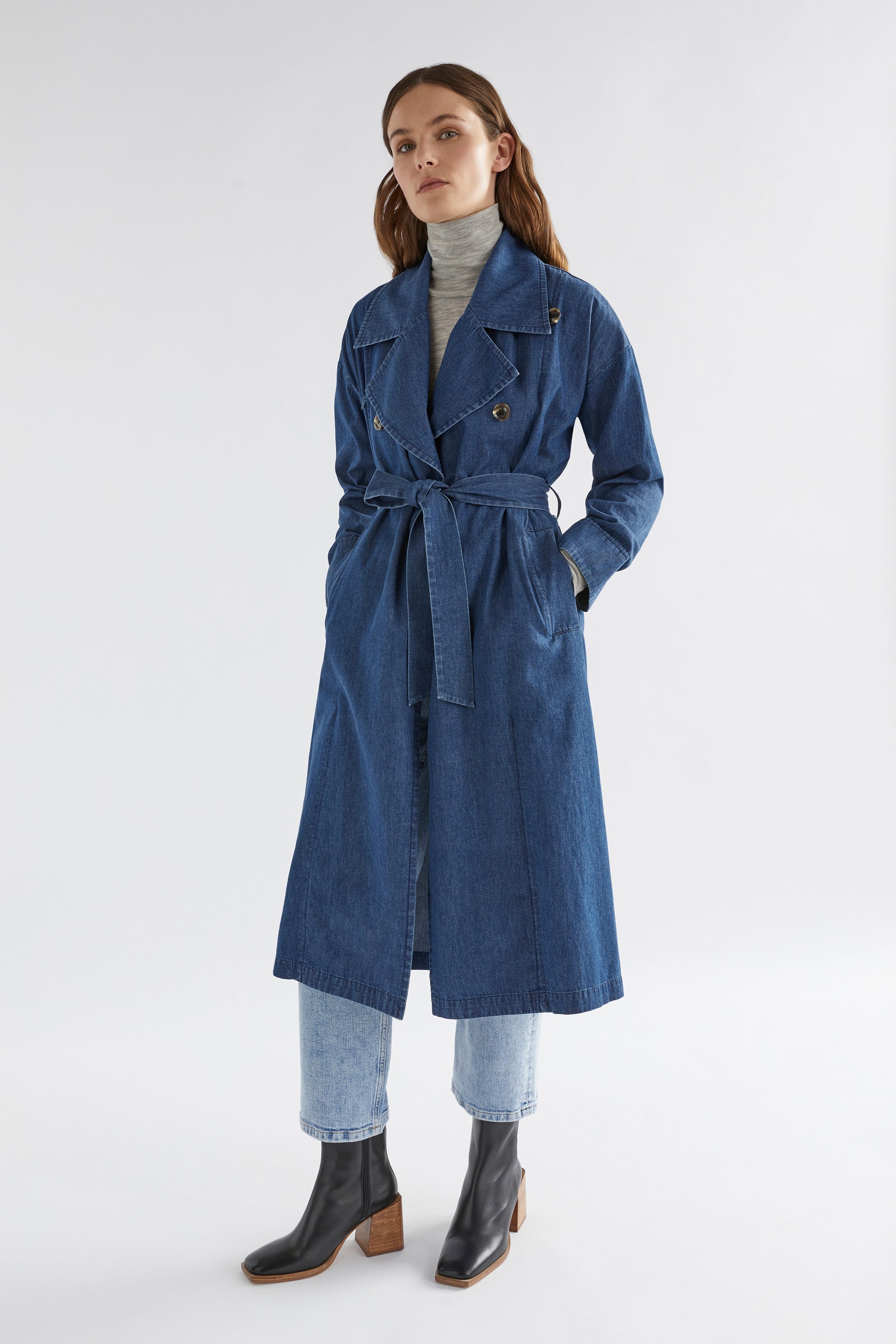 Organic Cotton Denim Trench Coat – ELK AU