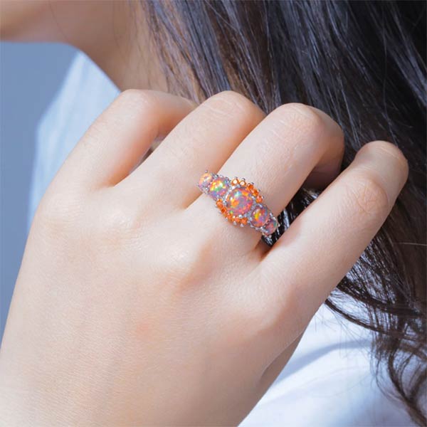 Breathtaking Orange Fire Opal Ring