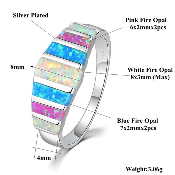 Multicolored Fire Opal Gemstone Ring