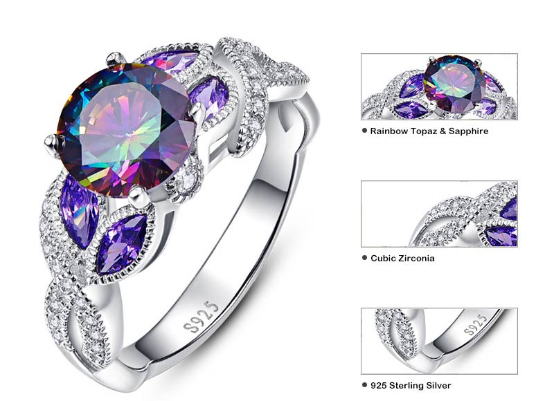 Mystical Rainbow Topaz Ring with Sapphire Gemstone - AOV ...