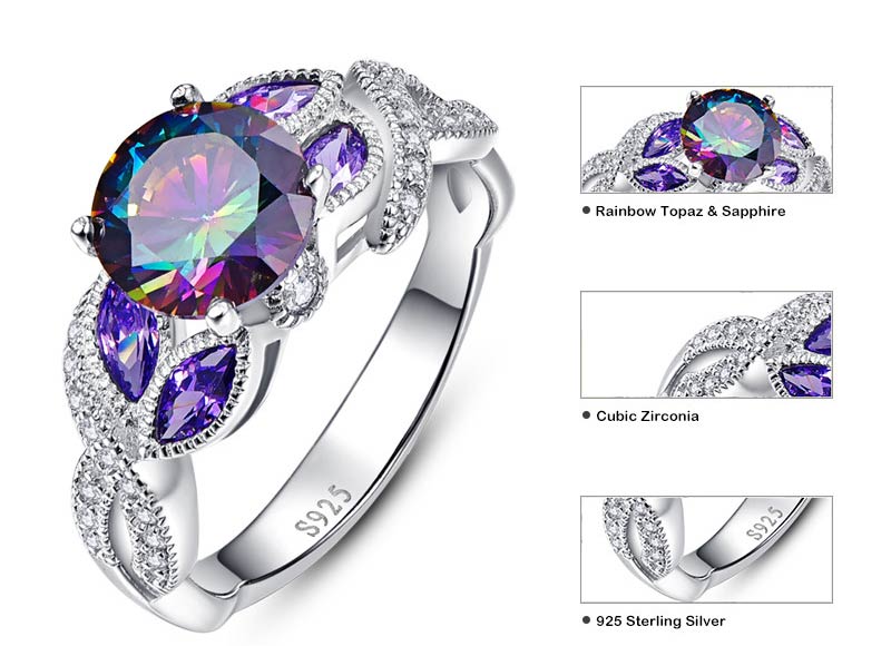 Mystical Rainbow Topaz Ring with Sapphire Gemstone