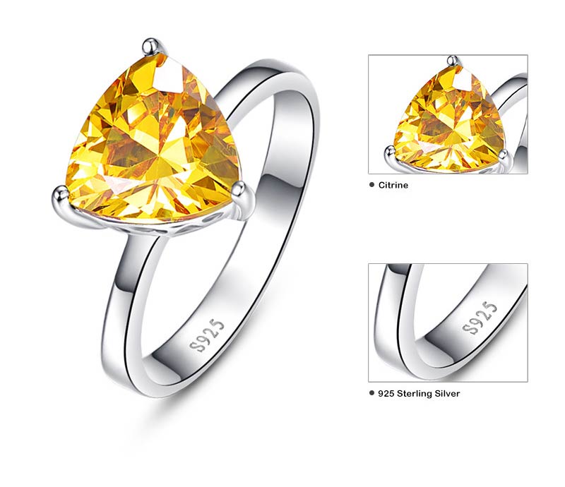 Triangle Shaped 5.95 Carat Natural Citrine Gemstone Ring