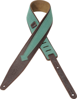 Levy's MGS317BKE-BRG guitar strap with suede arrow shaped overlay