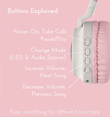 Kitty Tunes cat ear headphones - Buttons explained