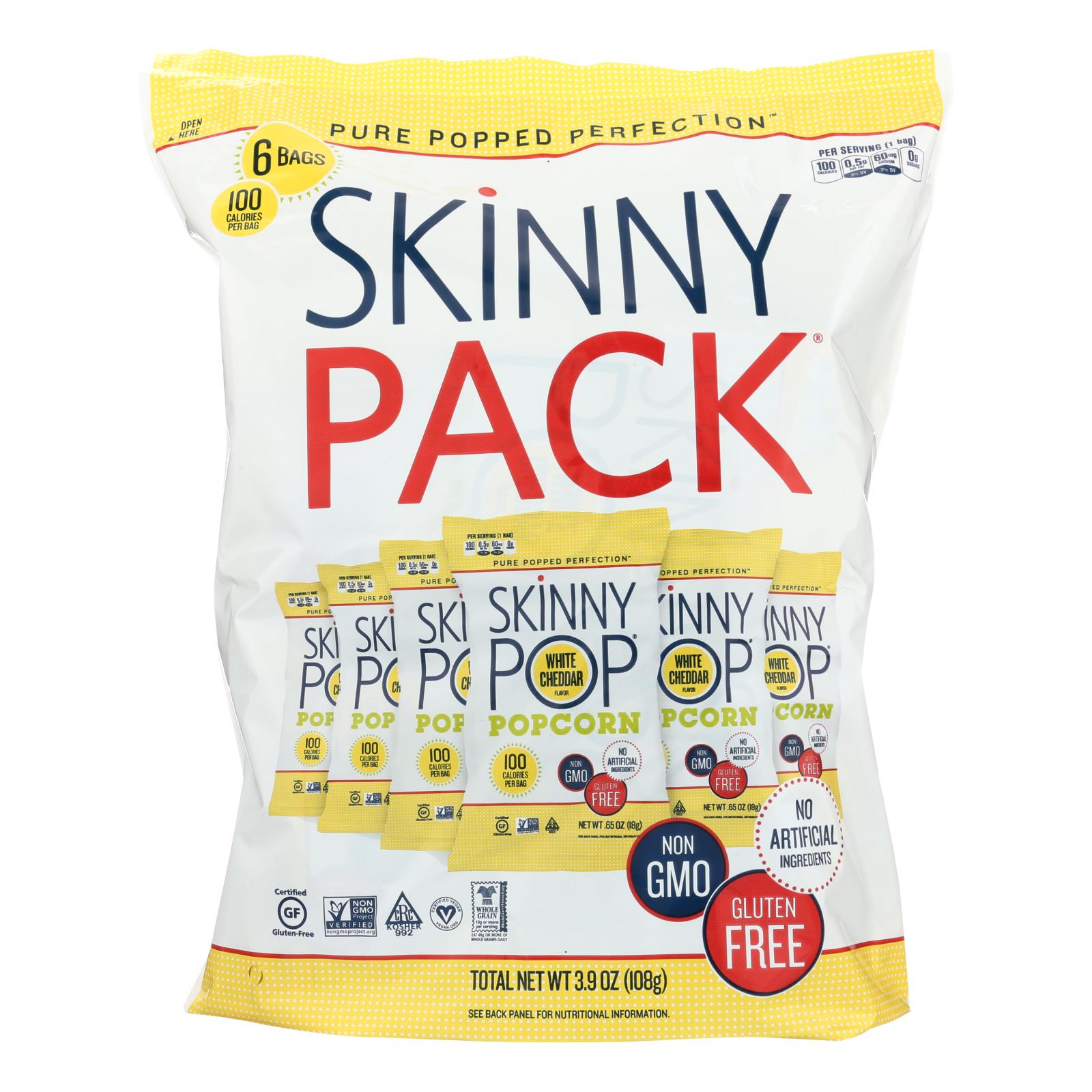 SkinnyPop Popcorn 100 Calorie Popcorn Bags - Case of 30 - 0.65 oz.