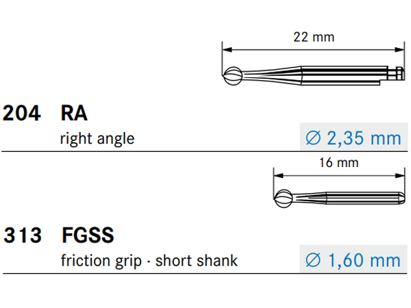 Komet H1 Carbide Bur Shank Types