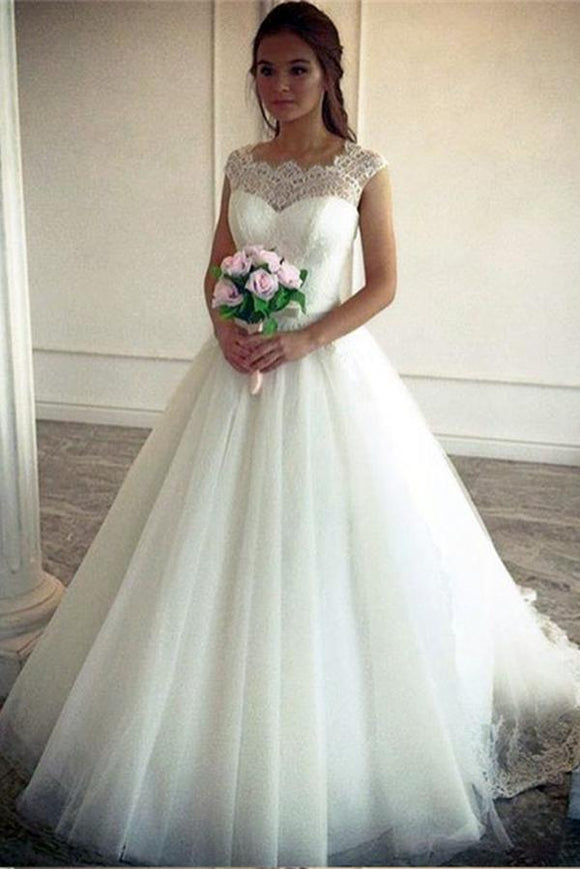 lace top ball gown wedding dress