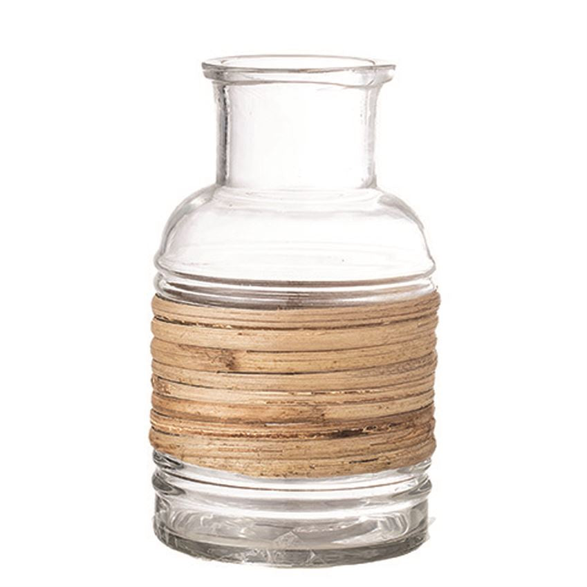 Rattan Wrapped Glass Vase