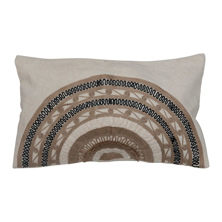 Cotton Embroidered Lumbar Pillow