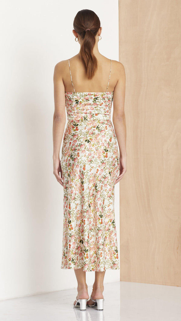 bec & bridge camellia delights midi dress