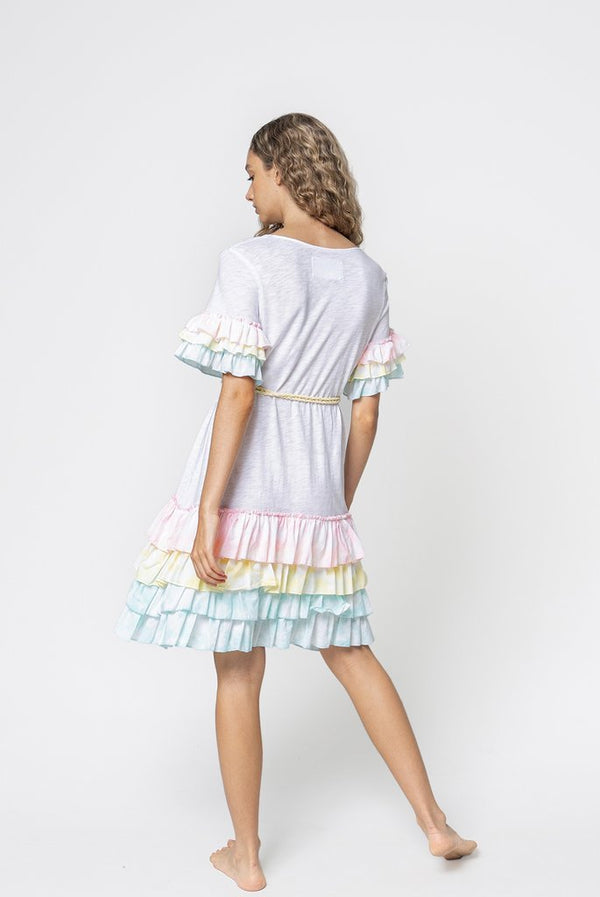 t shirt dress with ruffle sleeves