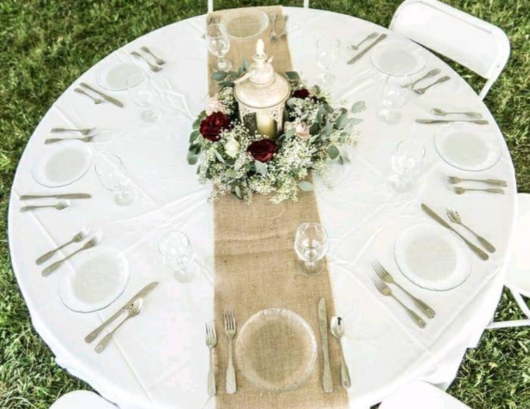 Rustic table scape... Backyard wedding ... rustic wedding ...