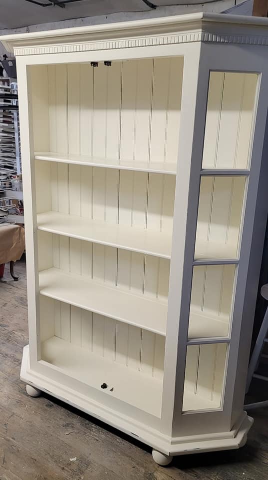 Elevating Furniture Refinishing to Artistry Featuring a Refinished Furniture Using Milesi Wood Coatings in West Highland White and Inspired By U wood coating tinted in Integrity During Refinishing
