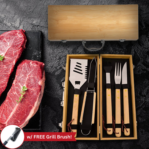 Grill Gift Set with Free Grill Brush - Personalized Grill Tool Set – Broquet