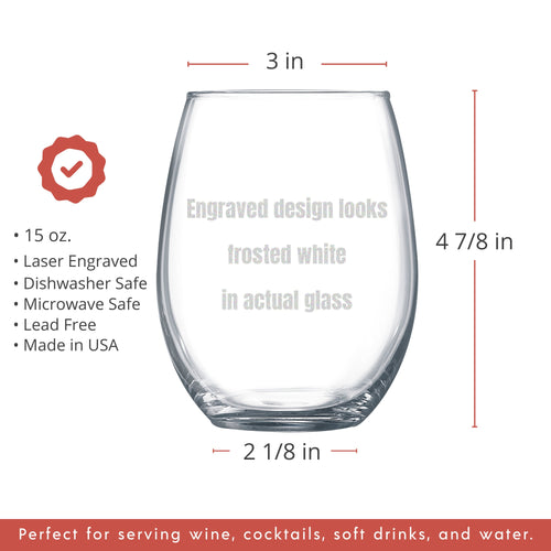 15 oz Wine Glasses with Frosted Design (Set of 2)