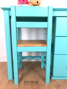 Children's Desk and Chair in Turquoise