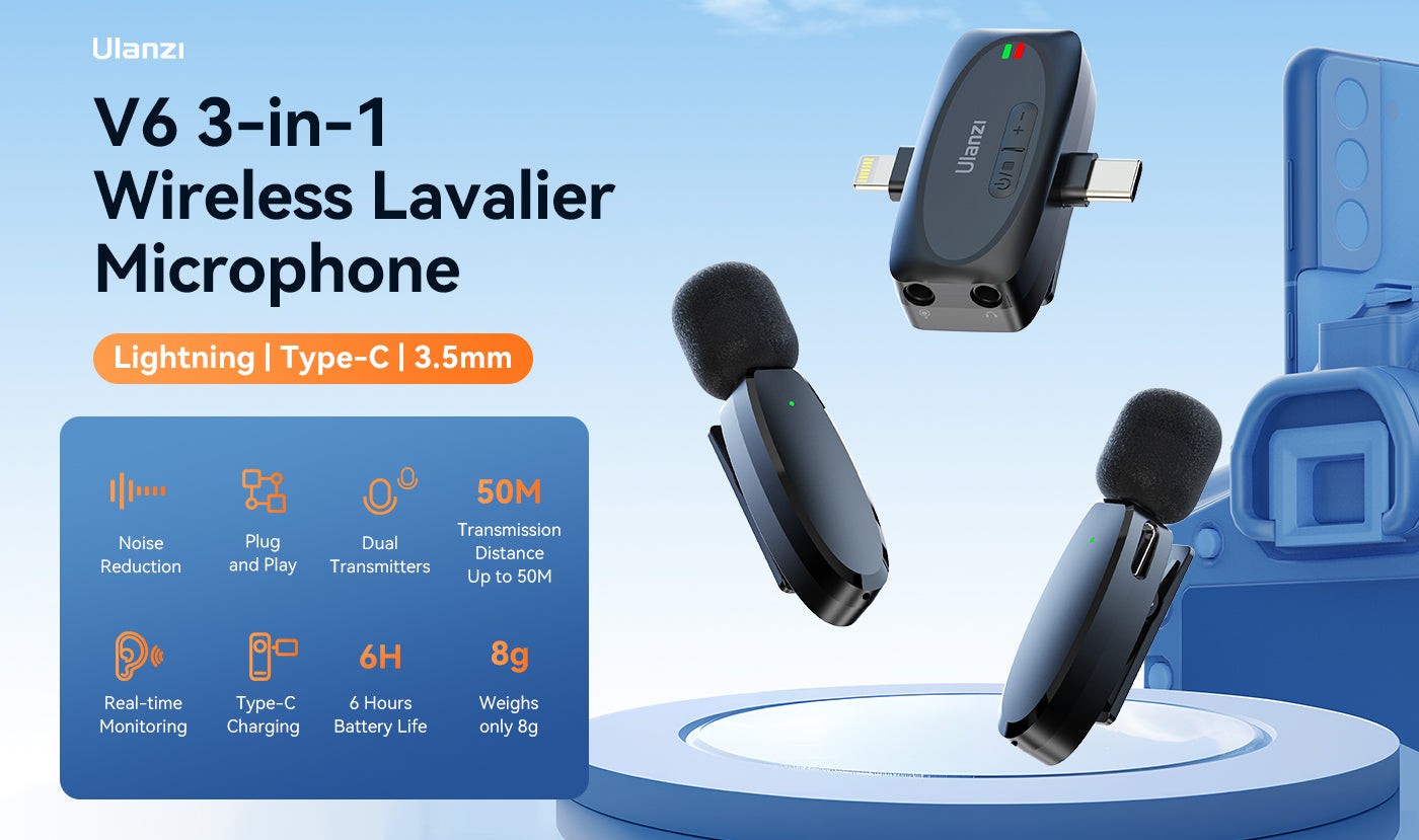 3-in-1 Plug-Play Wireless Lavalier Microphone
