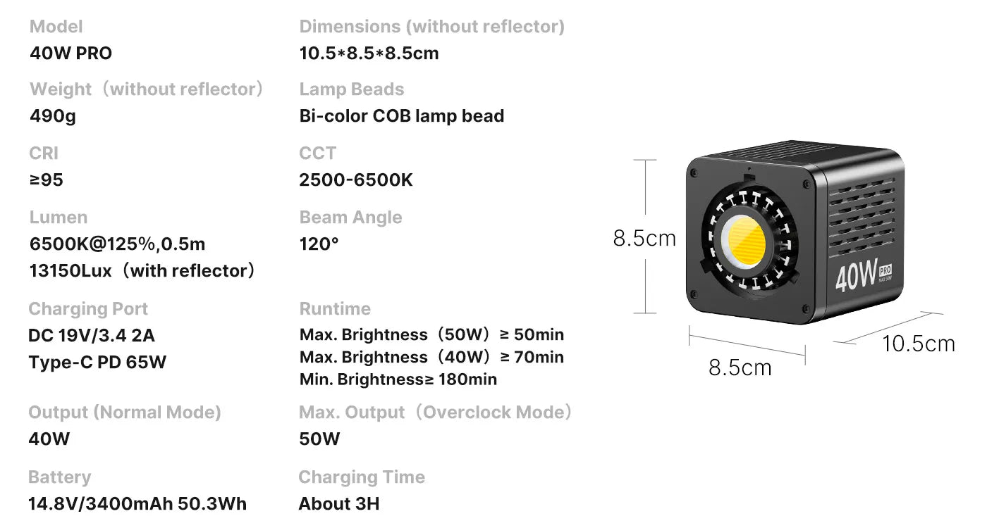Đèn LED video di động Ulanzi L023 40W Pro