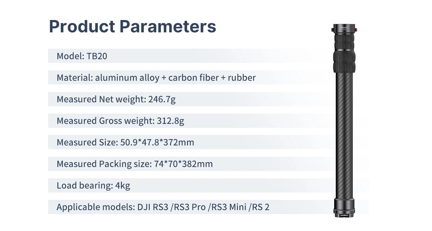 Extension Monopod Pole for DJI RS 3/RS 3 Pro/RS 3 Mini/RS 2