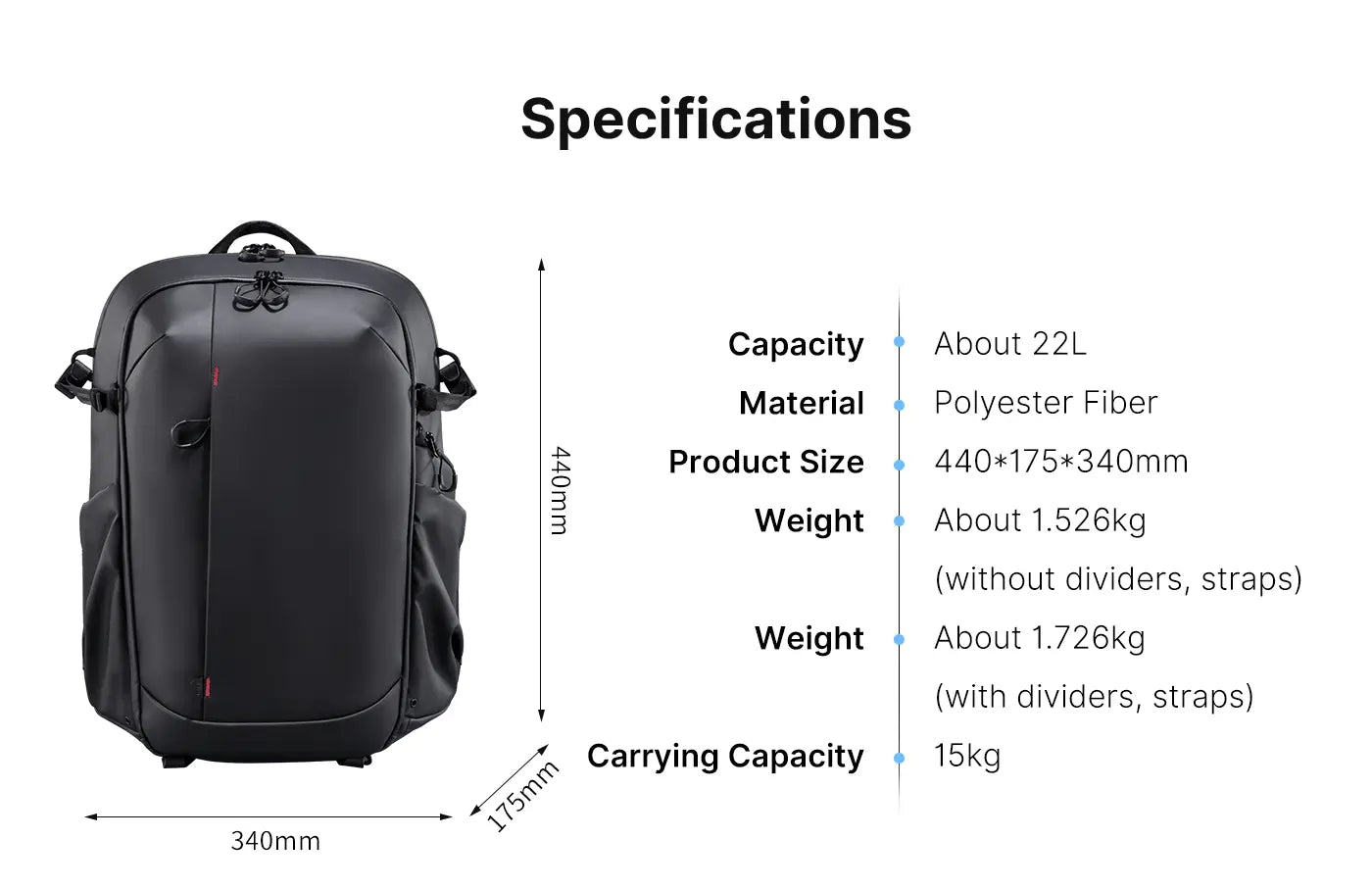 Ulanzi BP09 Camera Backpack 22L B011GBB1, Travel Photography