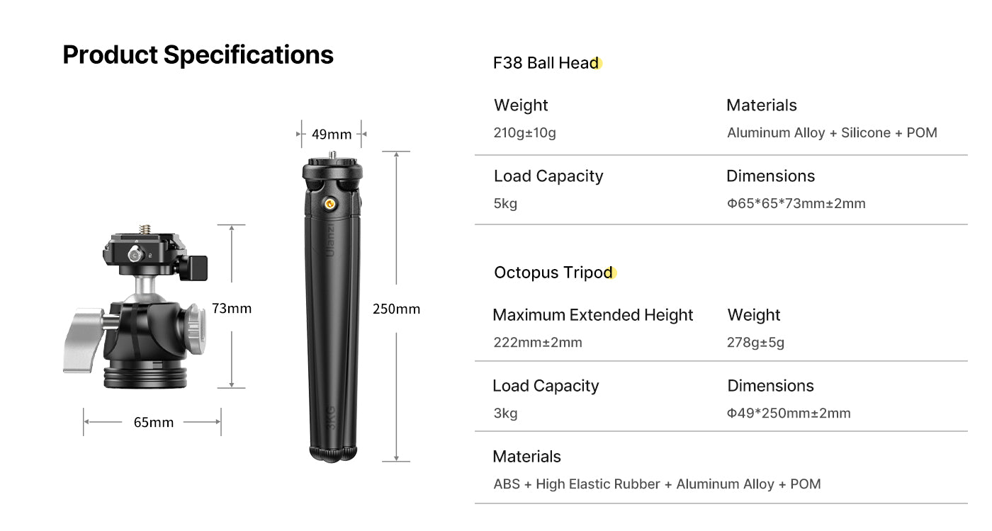 Ulanzi MT-68 F38 Quick Release Octopus Tripod T004GBB1