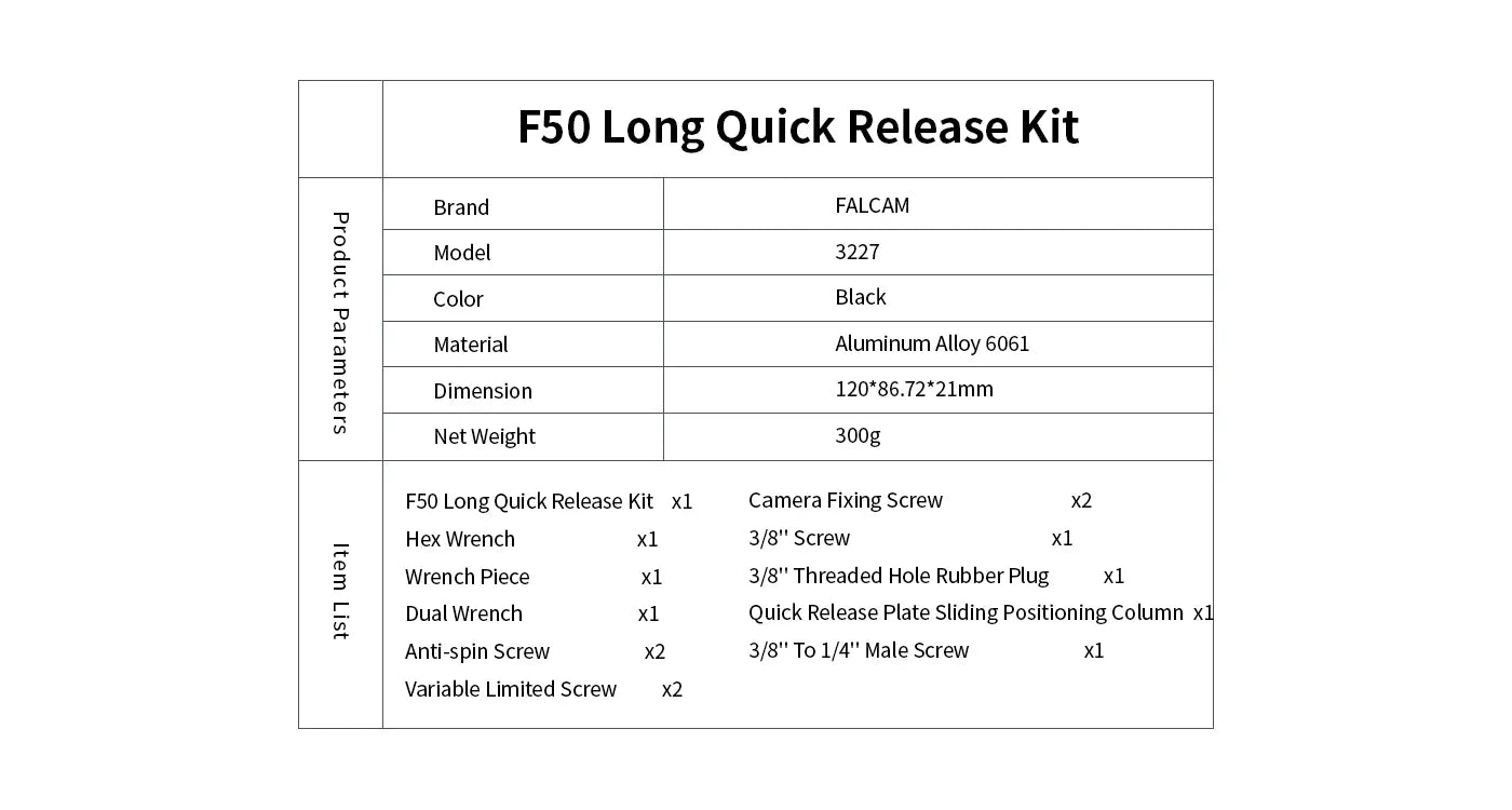 Ulanzi Falcam F50 Long Quick Release Kit 3227