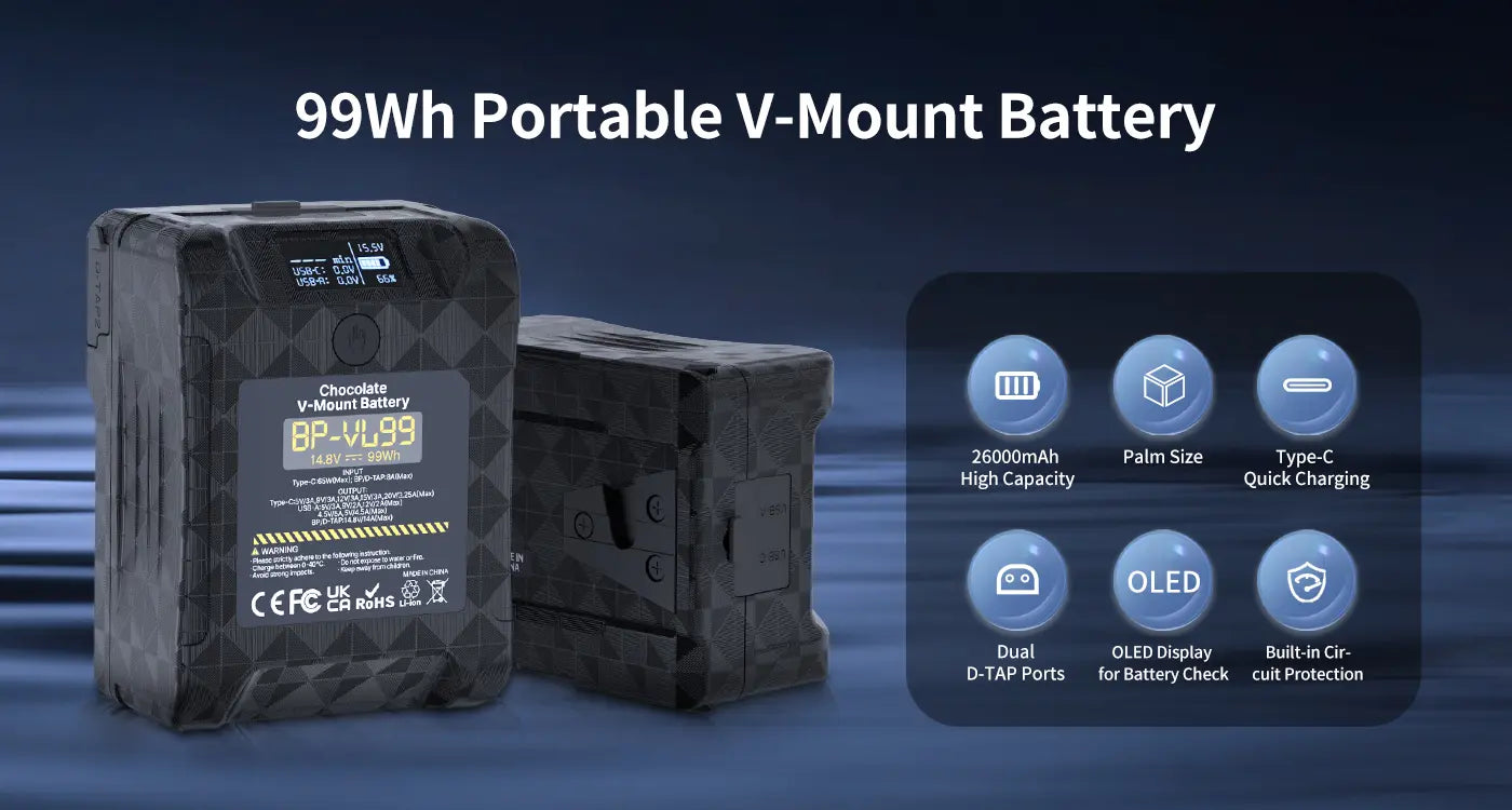 99Wh Lithium-Ion Portable V-Mount Battery