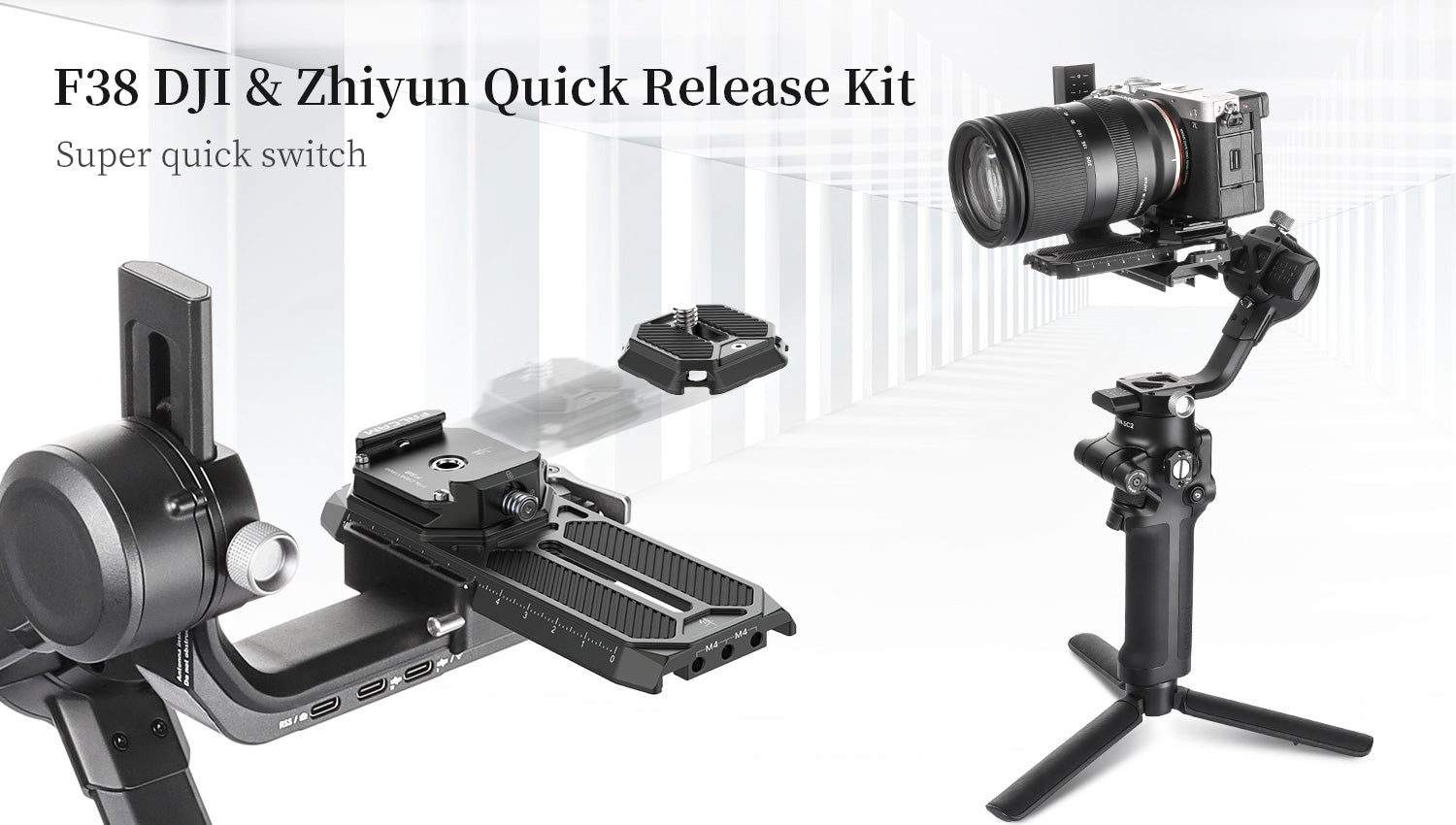 Falcam F38 Quick Release System for DJI RS2/RSC2, RS3/RS3 Pro, Zhiyun weebill 2/S, Crane 2S