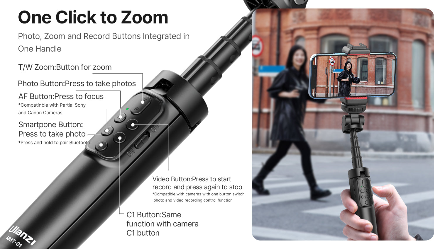 Ulanzi RMT-01 Wireless Bluetooth Extendable Tripod